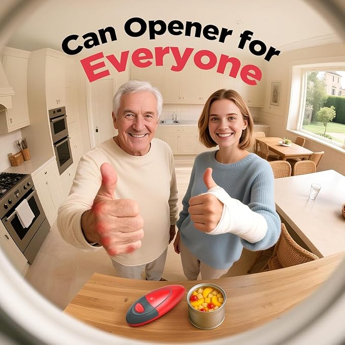 One Touch Electric Can Opener Fits Almost All Can Sizes for Seniors with Arthritis, Hand Held Battery Operated Can Opener with Smooth Edge, Food Safe Kitchen Gadgets Automatic Can Opener for Kitchen