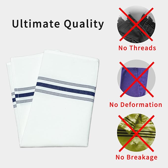 Bistro Restaurant Stripe Cloth Napkins Set of 12 Pack, Commercial Quality 18 x 22 Inches, MJS Linen Dinner Napkins Cloth Washable, Non-Iron, No Fade, Soil Release, Navy Blue Stripes