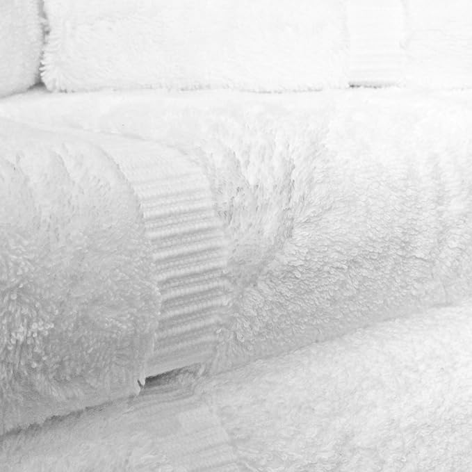 Towel Bazaar Premium Cotton Super Soft and Absorbent Turkish Towels (8-Piece Towel Set, White)