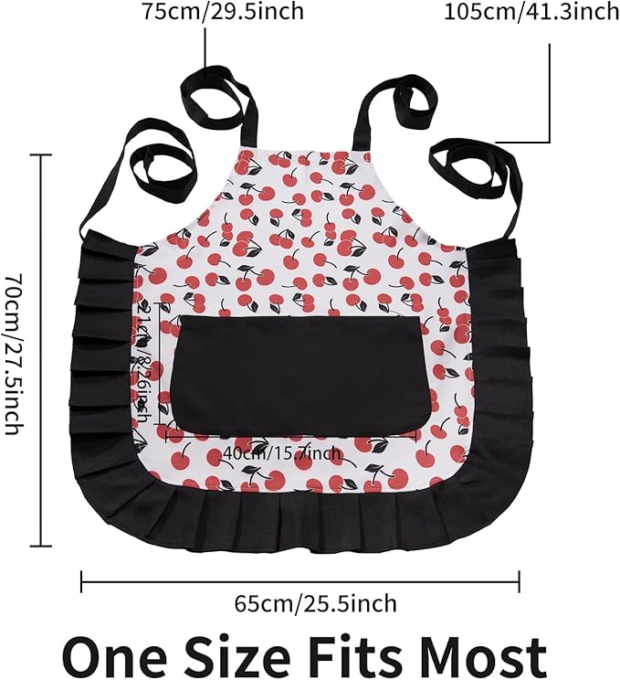 Vintage Floral Apron for Women with Functional Pockets Adjustable Neck Strap for Cooking Baking Mother's Gift