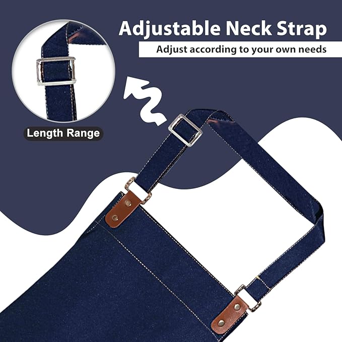 Apron for Men Women, Chef Apron with Adjustable Neck Strap, Heavy Duty Apron with Pockets, for Cooking, Gardening