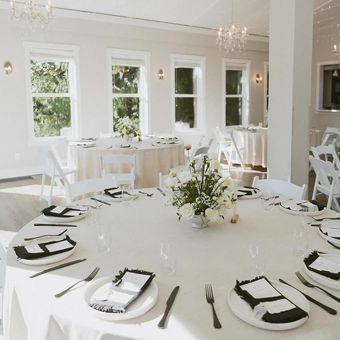 24Pack Black Cloth Napkins 17x17Inch Black Napkins Cloth with Fringe Soft Cotton Cloth Napkins Washable Rustic Dinner Napkins Cloth for Wedding Party Dinner Table