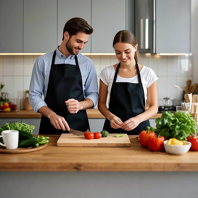 3 Pack Kitchen Cooking Aprons with 2 pockets, Aprons for Women/Man/Chef with Pockets,Aprons Kitchen Craftsmanship