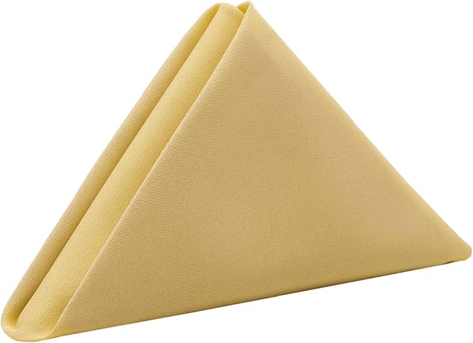 Your Chair Covers Cloth Polyester Napkins, 20 x 20 Inch, Washable Dinner Fabric Linen Napkins with Hemmed Edges for Restaurant, Wedding and Holiday Pack of 10 (Pastel Yellow)