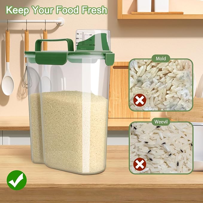 Komzon Rice Container, Airtight Rice Storage Container 10lb, Cereal Containers Storage, BPA Free Food Dispenser with Pouring Spout Handle for Flour Pasta Grain, Pet Dog Cat Bird Food Storage Container