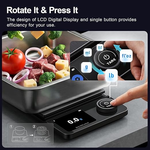Smart Food Kitchen Scale with Nutritional Calculator, Timer, 0.1g High Precision Kitchen Scale, Free App with 27 Nutrients Tracking, Digital Grams and Ounces for Weight Loss, 11lbs/ 5kg