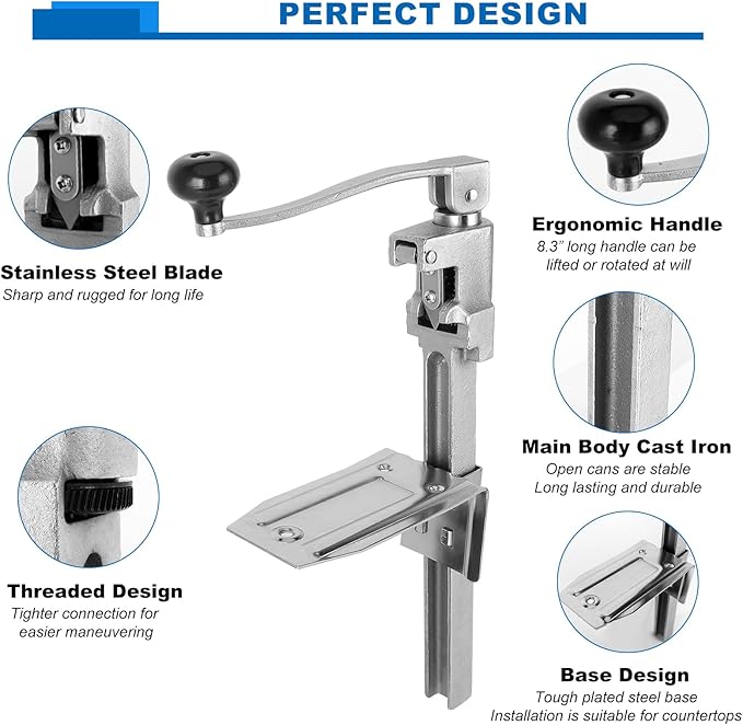 Commercial Can Opener Heavy Duty - Yeipower Industrial Manual Can Opener Opens Up to 11" Tall Cans