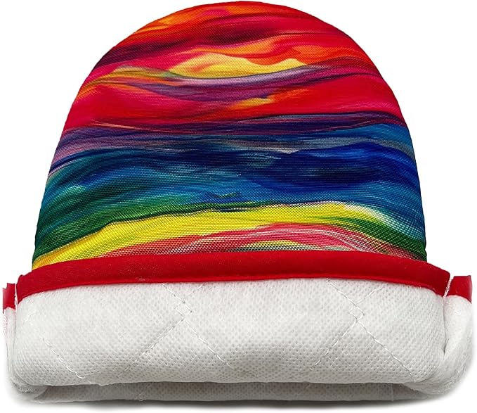 Colorful Tie Dye Mini Silicone Oven Mitts 2-Pack Set, Heat Slip Resistant Kitchen Gloves, Soft Short Oven Mittens for Safe Cooking Baking Grilling