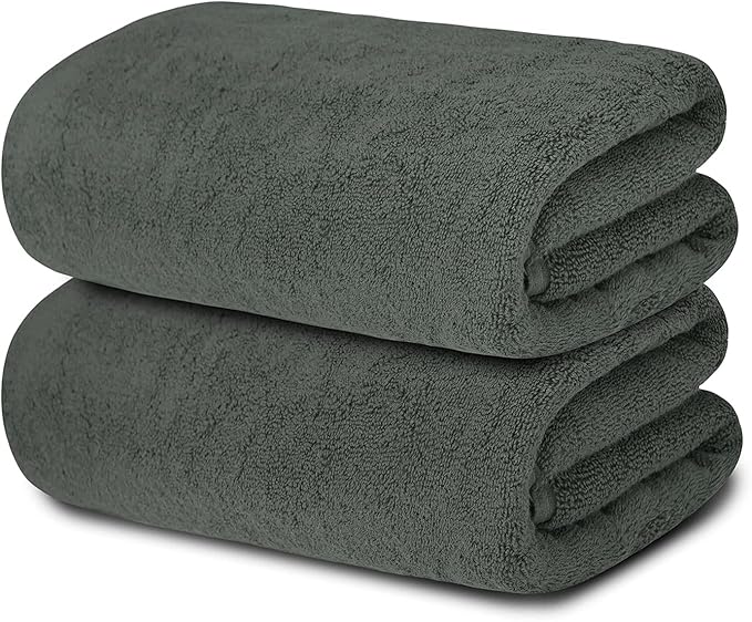 BIOLINEN Luxury 100% Cotton Bath Towels Ultra Soft, Highly Absorbent, Quick-Dry Premium Quality for Home, Spa & Hotel (Grey, 30x60)