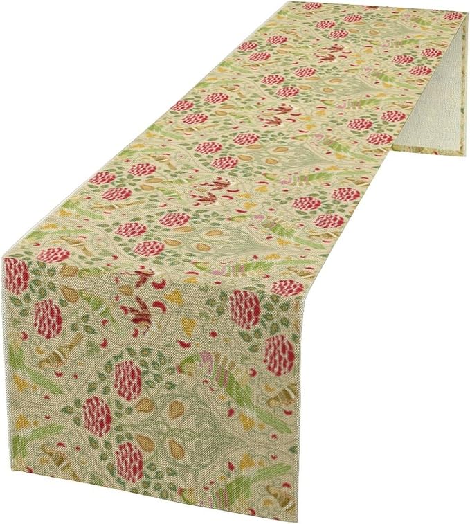 William Morris Table Runner Boho Vintage Flower Art Printed Dinner Runner for Home Kitchen Dining Table Living Room Decor Fabric 1 Panel W13xL70in