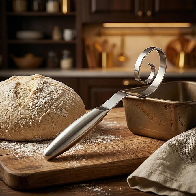 Maxjoy Danish Dough Whisk Stainless Steel Hook for Bread Sourdough Mixing
