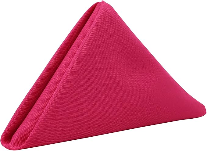 Your Chair Covers Cloth Polyester Napkins, 20 x 20 Inch, Washable Dinner Fabric Linen Napkins with Hemmed Edges for Restaurant, Wedding and Holiday Pack of 10 (Fuchsia)
