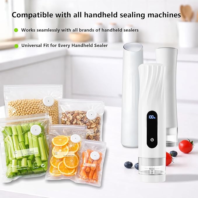 Reusable Vacuum Sealer Bags for Food – 30 Pack 8.3 * 8.7 Inches, Leak-Proof & BPA-Free, Includes 3 Free Bag Clips, Ideal for Food Storage, Freezer & Handheld Vacuum Sealer Compatible | Leak-Proof, BPA-Free, Triple seal, 90 μm Thickened bag, Superior se...