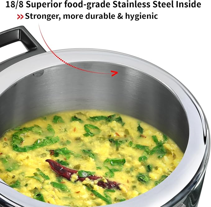 HAWKINS Triply Stainless Steel Pressure Cooker, Inner Lid Cooker, (HSST45) 4.5 litres Silver