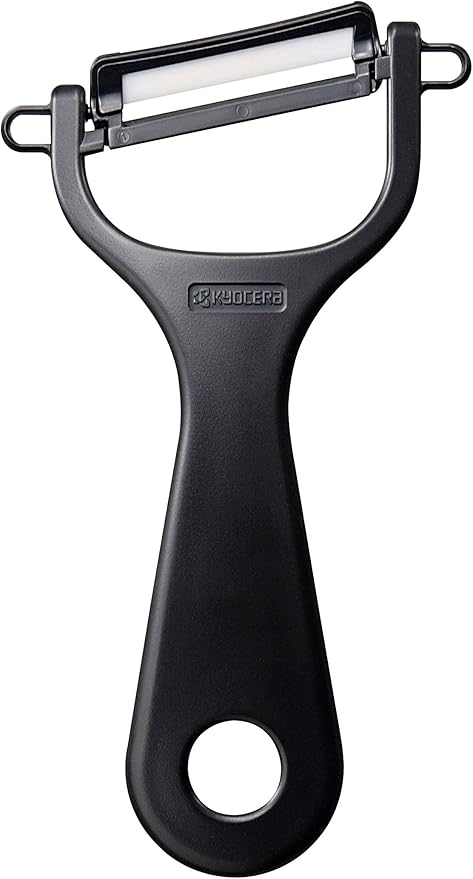 Kyocera CP-NA09 Ceramic Peeler, Rust Free, Easy to Clean Peeler, Black, Oblique Blade Type, Light and Sharp to Use, Keeps Sharp, Does Not Accidentally Accept Money-Disinfecting Bleaching