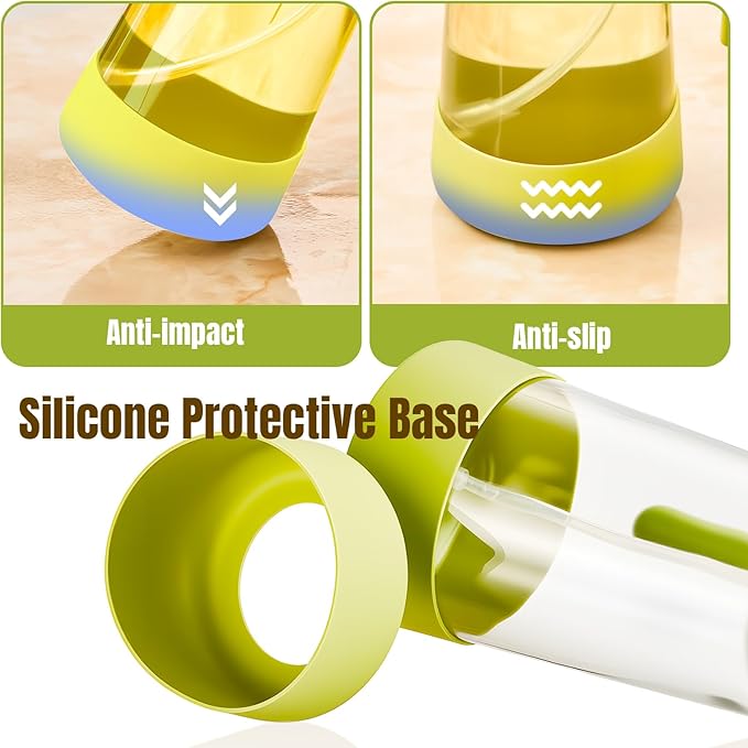 PARACITY Oil Dipenser Bottle with Silicone Bottom, 2 in 1 Olive Oil Sprayer and Dispenser, Oil Spray Bottle 500ML/ 17OZ for Cooking, Kitchen, BBQ, Air Fryer, Salad, Baking(1PC Green)
