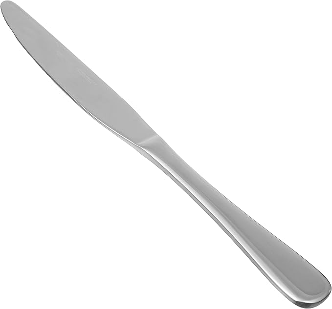 Amazon Basics Stainless Steel Dishwasher Safe Dinner Knives with Round Edge, Silver, 120 Count Total, 10-Pack of 12