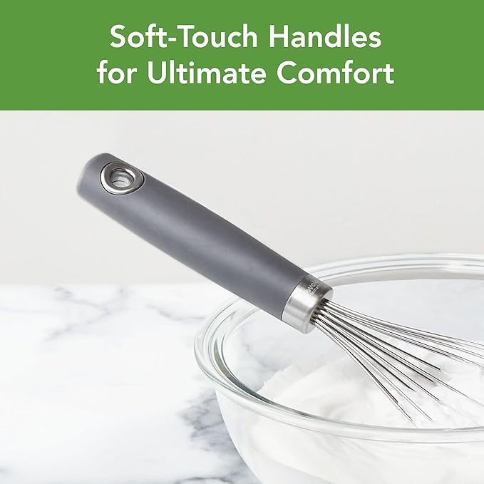 Tovolo Wire Whisk Set of 2 for Baking Cooking Mixing Whisking, 10" & 12" Inch Stainless Steel Wire Kitchen Whisk Set Balloon Design Sturdy Comfort Grip Handle BPA Free Dishwasher Safe, Charcoal Gray