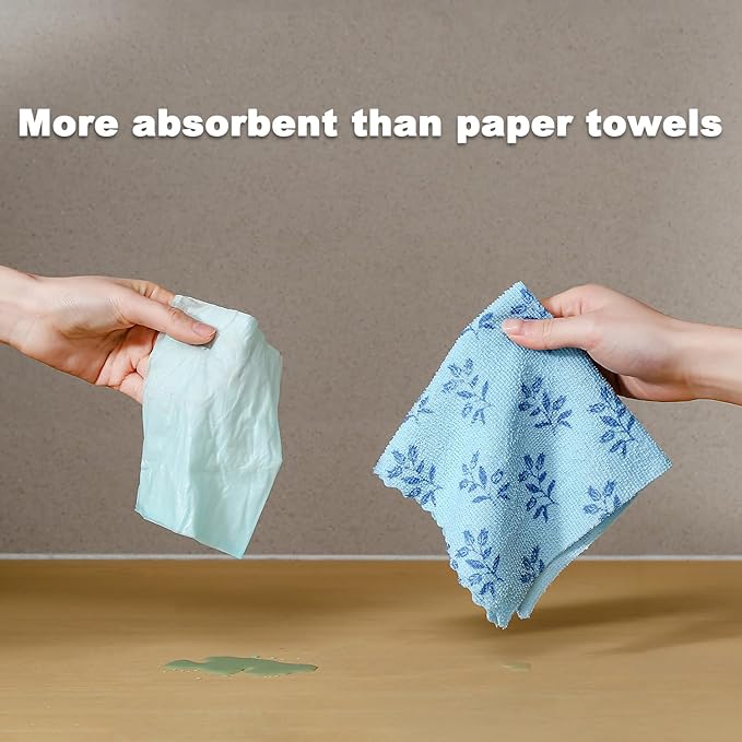 Microfiber Cleaning Cloth Roll,80 Pack Cleaning Towels,Lint Free Rags Paper Towels & Tear Away Reusable Towels,Washable Shop Rags Floral Wipe Cloth,Wash Cloths Dish Rags for Car Kitchen Window