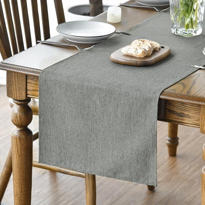 Artoid Mode Light Grey Table Runner, Seasonal Washable Kitchen Dining Table Decoration for Home Party Decor 13x48 Inch