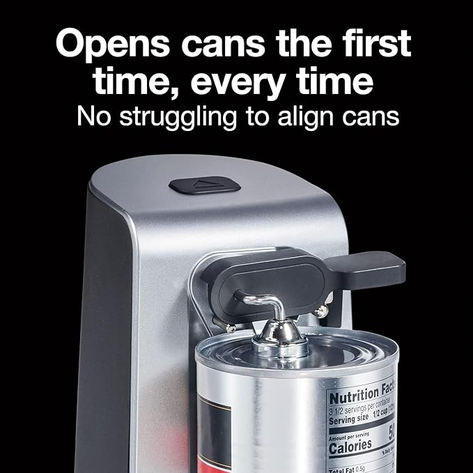 Proctor Silex SureCut Electric Automatic Can Opener for Kitchen with Stainless Steel Blade, Twist-off Easy-Clean Lever, Cord Storage, Extra Tall, Silver (75225)