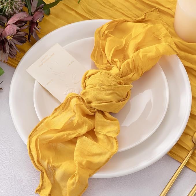 20 Pack Gold Cheesecloth Napkins Cloth Washable Spring Summer Cloth Napkins Set of 20 Bulk 21x21 Inches for Wedding Baby Bridal Shower Birthday Dinner Party Home Table Decor