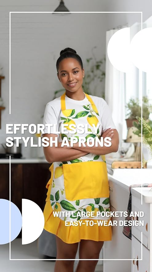Vintage Floral Apron for Women with Functional Pockets Adjustable Neck Strap for Cooking Baking Mother's Gift
