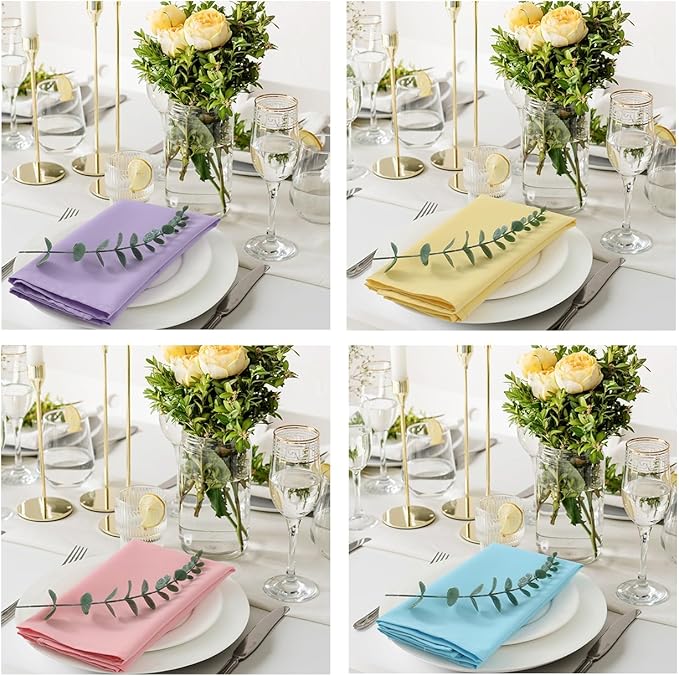 Cloth Napkins Set of 8,Spring Colors,18 x 18 inch,Easter Table Decorations,Washable Cloth Napkins Made of 100% Microfiber,Good for Restaurant, Everyday use, Parties. (4 Patel Colors)