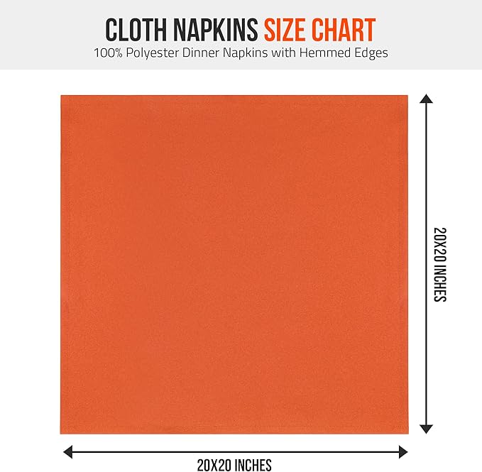 Utopia Home Orange Cloth Napkins (12 Pack, 20x20 Inches), Thanksgiving Ideal Fall Dinner Napkins for Halloween, Thanksgiving, Party, Wedding and Lunch/Dinner