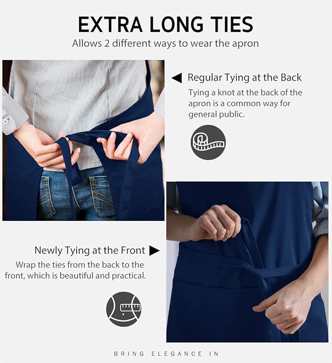 Syntus Apron for Men Women, Adjustable Cooking Kitchen Chef Aprons with 2 Pockets, Cotton/Polycotton/Polyester
