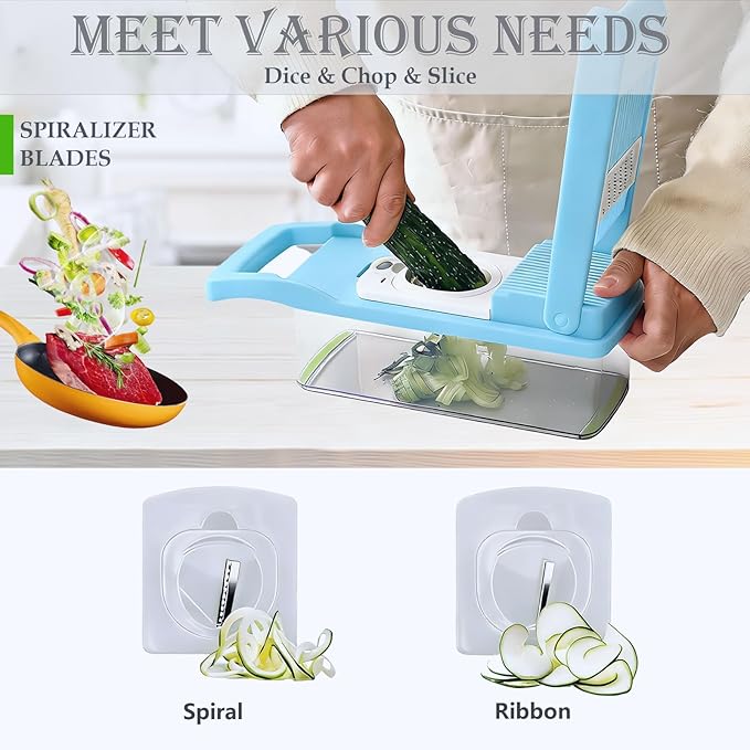 Pro-Series 20-in-1 Vegetable Chopper w/Container, Cheese Grater Hand Crank, Box Mandoline Slicer Food Cutter Shredder Mandolin for Veggie Onion Salad Fruit Potato (Kitchen Gadget & Essential)