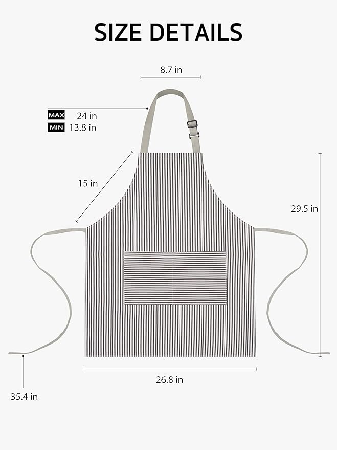 Syntus Apron for Men Women, Adjustable Cooking Kitchen Chef Aprons with 2 Pockets, Cotton/Polycotton/Polyester