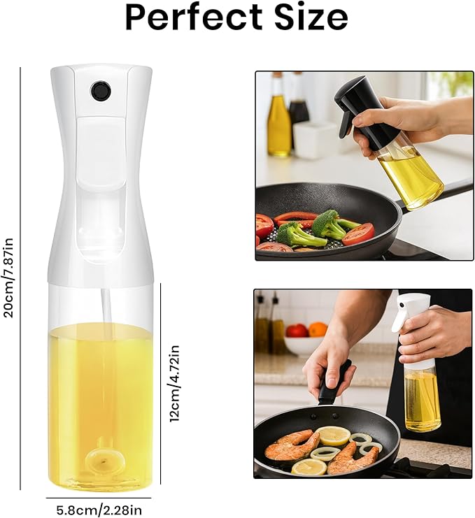 Oil Sprayer for Cooking, 200ml Glass Olive Oil Spray Bottle Mister, for Air Fryer, Salad, BBQ, Baking, Frying, Refillable Dispenser for Olive, Canola, Vinegar, Pack of 2