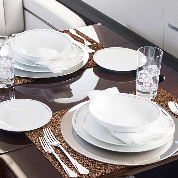 homing Cotton Linen Placemats Set of 6, Cloth Washable Farmhouse Dining Table Mats for Indoors & Outdoors, Easy to Clean, Brown, 13 x 19 Inch