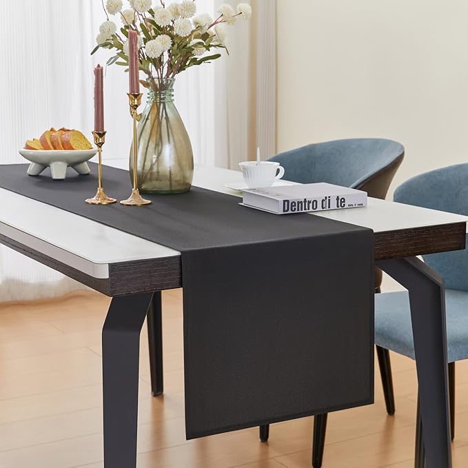 YATOJUZI Black Table Runner Seasonal Summer Autumn Kitchen Dining Coffee Table Decoration 72 Inches Long Waterproof Farmhouse Rustic Table Runner Halloween Home Wedding Party Decor 16x72Inch