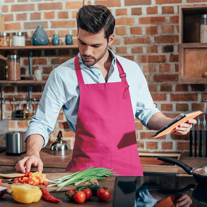 15 Pcs Adult Aprons Bulk with Pockets Adjustable Bib Chef Apron for Women Men Painting Cooking Crafting (S/L)