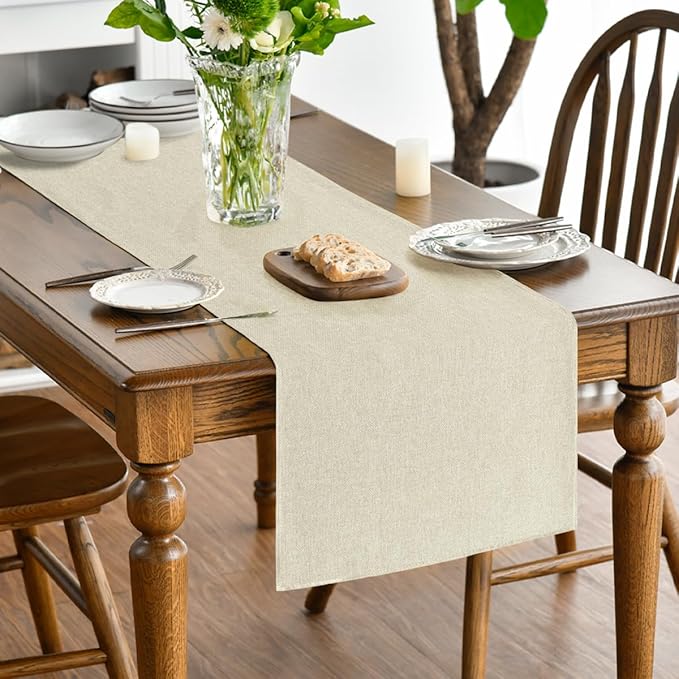 Artoid Mode Beige Table Runner, Seasonal Summer Fall Washable Kitchen Dining Table Decoration for Home Party Decor 13x60 Inch