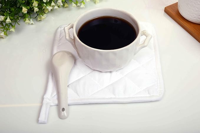Pot Holders 100% Cotton (Pack of 10) Pot Holder 7" x 7" Square, Solid White Color Everyday Quality Kitchen Cooking, Heat Resistance!!