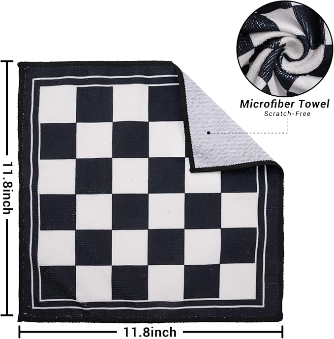 YUA Microfiber Cleaning Cloth 12 Pack,Microfiber Towels Cleaning,Microfiber Towels for Cars,Absorbent Dish Washing Cloth,Reusable Cleaning Cloths Lint Free (Black White Checker)