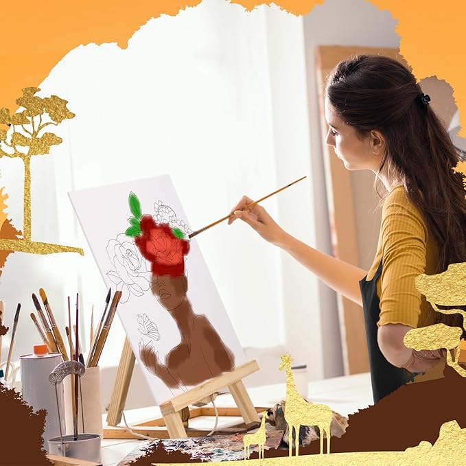 Motipuns 12 Set Pre Drawn Canvas for Painting for Adults Sip and Paint Kit with Easels 12 x 16 Inches Paint Party Kit with Printed Canvas Paints Brushes Palette Bag Apron