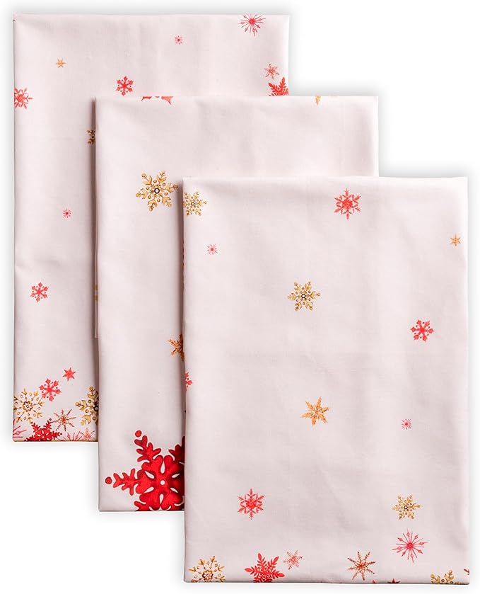 Maison d' Hermine Kitchen Towels Set of 3 100% Cotton 20" x 27.5" Reusable Cloth Tea Dish Towels Absorbent with Hanging Loop for Kitchen Dining Thanksgiving Christmas Decorations (Crystal Star)
