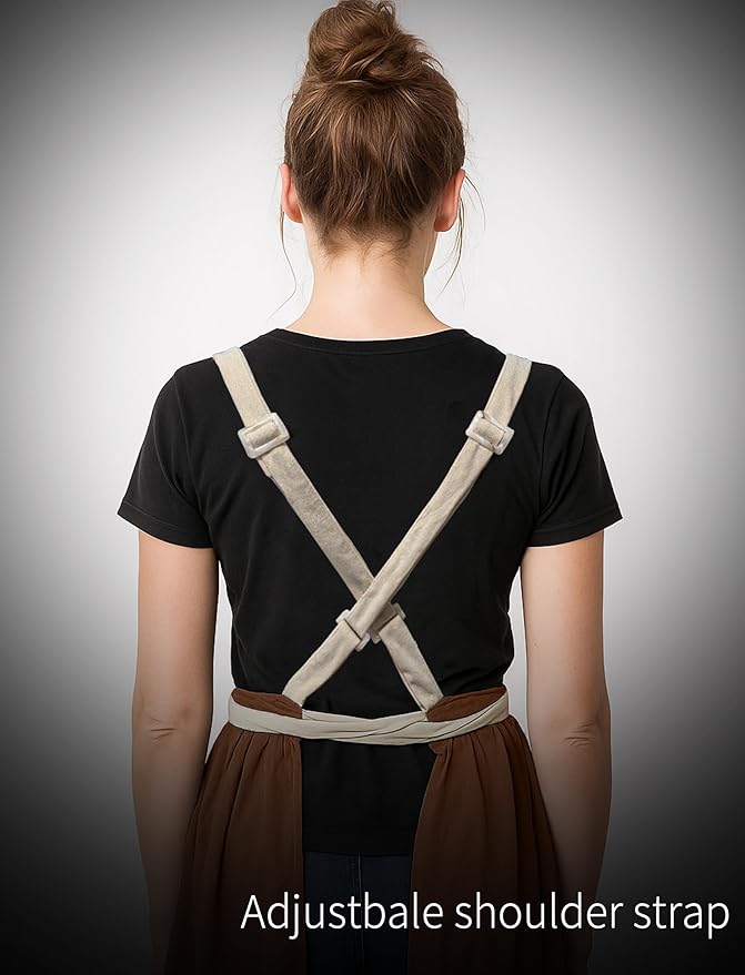 Pinknoke Vintage Pinafore Apron Dress for Women with Pockets Cute Floral Chef Aprons for Kitchen Cooking Baking Gardening