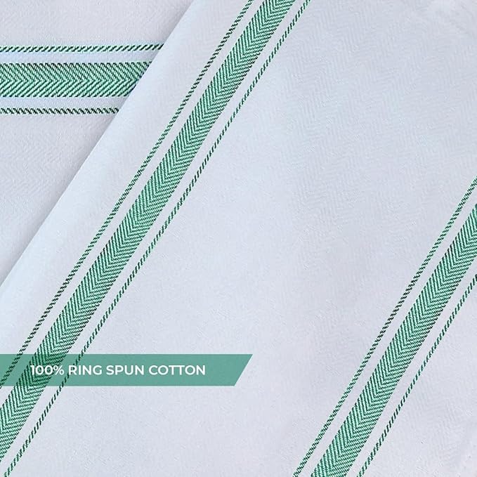 Avalon Kitchen Dish Towels Set (Value Pack of 15) Size 15x25 Inch, 100% Cotton Soft & Absorbent Kitchen Towels, Tea Towels, Reusable Cleaning Cloths for Household Cleaning (Green)