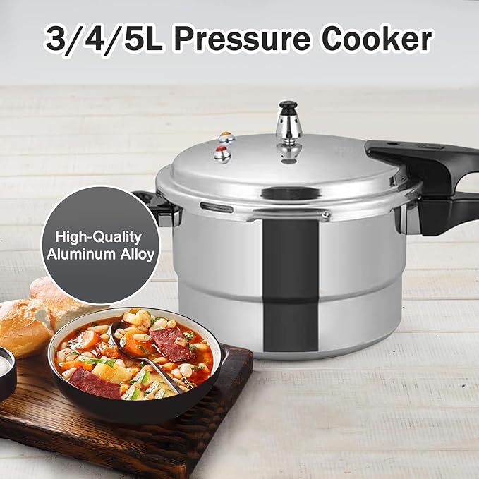 Pressure Cooker 7 Quart，Aluminum Pressure Cooker Compatible with Gas & Induction Cooker Fast Cooking Pot Even Heat Distribution for 6-7 People