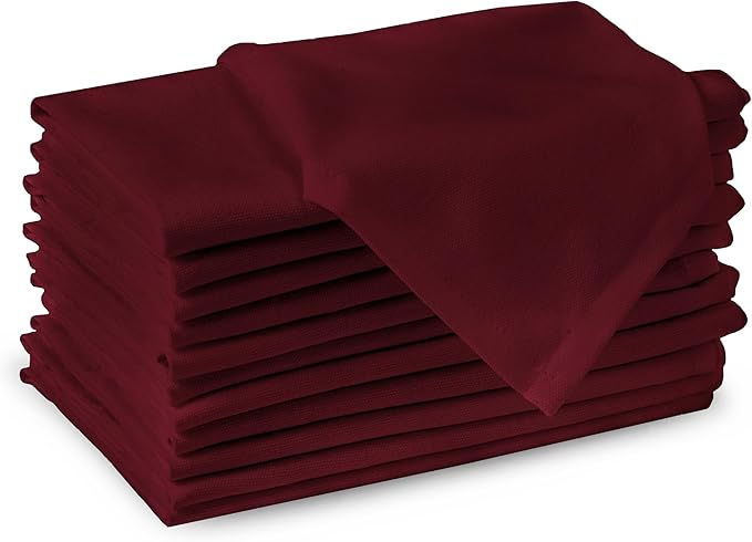 Encasa XO Rich Maroon Cloth Napkins Set of 6, 17"x17" | Solid Color Cotton Dinner Napkins | Washable & Reusable Wedding Napkins for Holiday Dinners, Party, & Everyday Table Decor