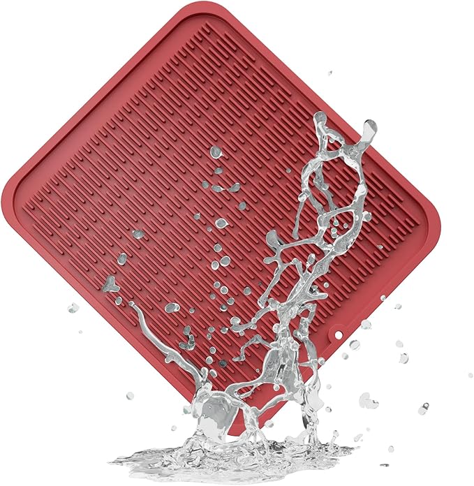 ZLR Large Silicone Dish Drying Mat (16" x 18") - XL Heavy Duty Drainboard Mat for Pots, Pans & Family Loads - Heat Resistant Trivet & Counter Protector, Easy Clean (Lava Red)