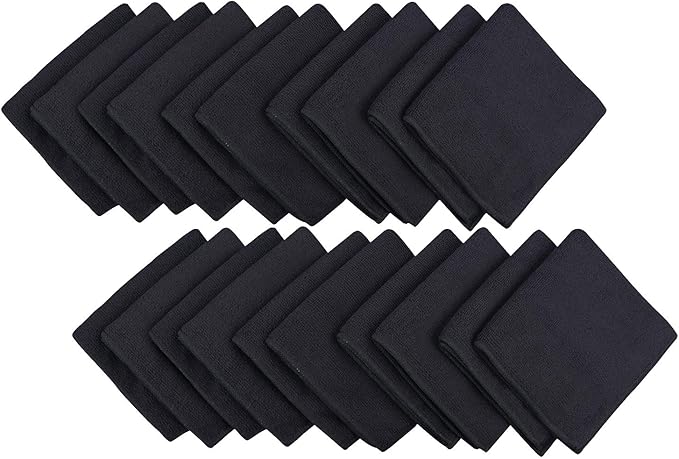 SINLAND Microfiber Dish Cloth Kitchen Cleaning Dish Towel Absorbent Fast Dry Streak Free Cleaning Cloths Poly Scour Side for House, Kitchen 12 Inch x 12 Inch 20 Pack Black