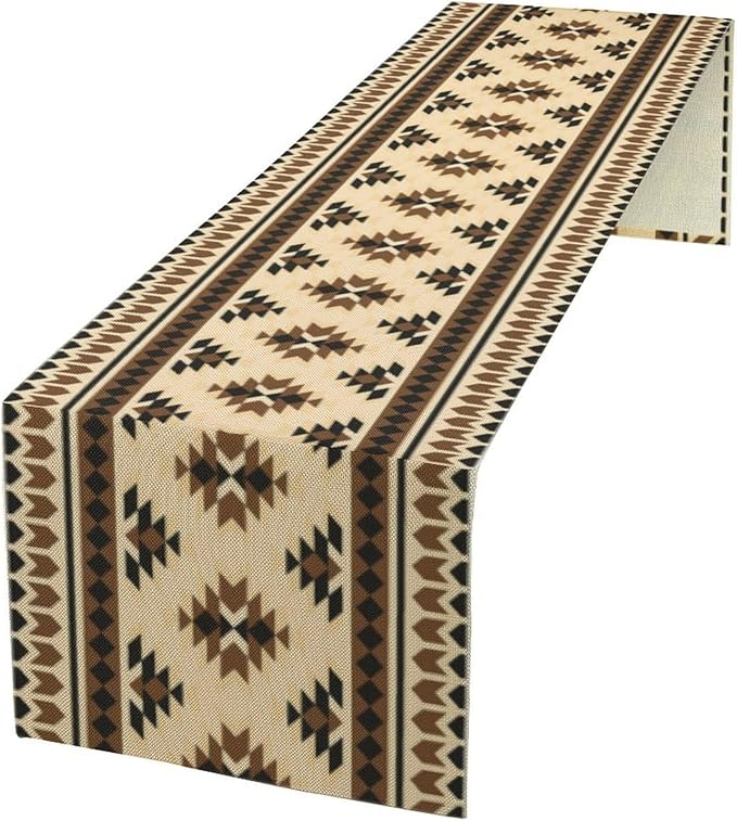 Western Aztec Table Runner Native American Tribal Art Printed Runner for Home Kitchen Dining Table Living Room Decor Fabric 1 Panel W13xL90in