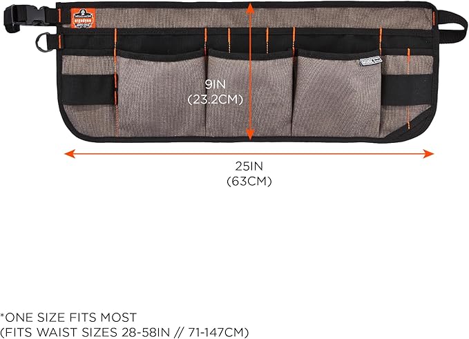 Ergodyne Arsenal 5707 Tool Work Waist Apron, 14-Pockets, Gray