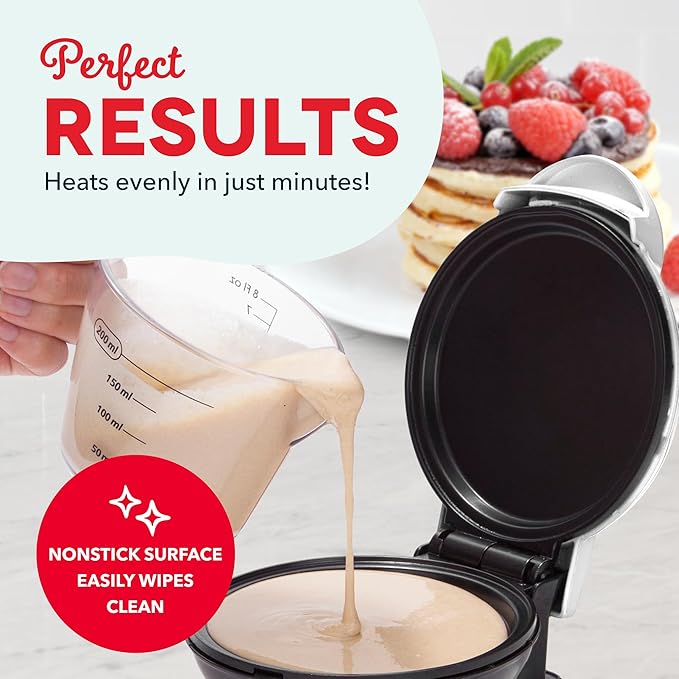 Dash Dash Mini Maker Griddle - Compact Breakfast and Pancake Maker for Small-Space Cooking - Nonstick Plate - Easy Clean - Quick Breakfast Appliance - White